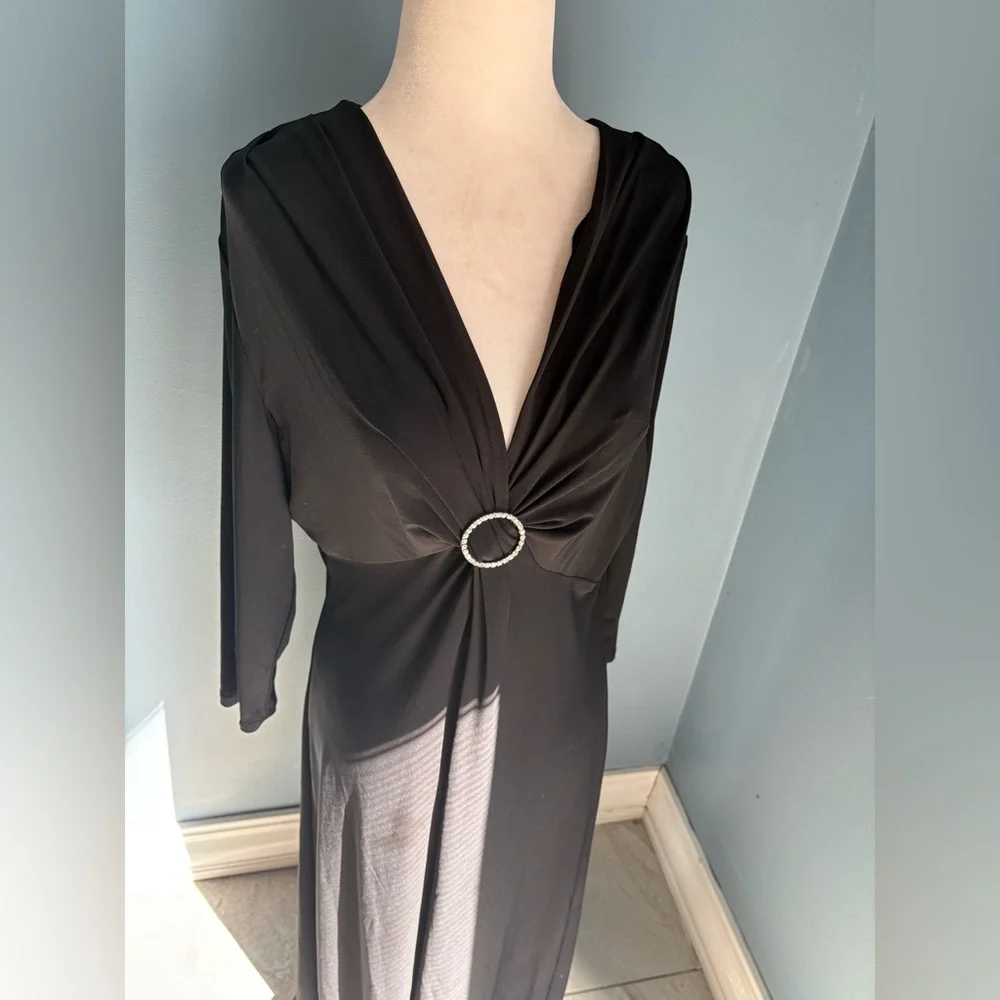 Evan Picone Black Long Sleeve Dress with Ring Detail - Picture 3 of 9